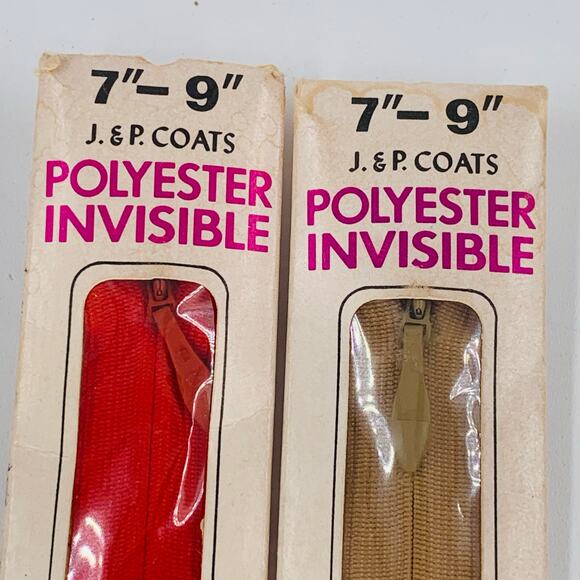 JP Coats Zipper 7-9 inch Invisible Polyester Nylon Multicolor Lot 2 Zippers USA - Picture 2 of 6